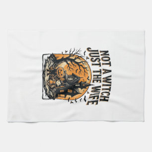 Halloween Wife Shirt Vintage Haunted House Design Kitchen Towel