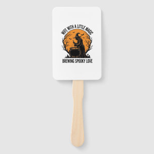 Halloween Wife Shirt Vintage Witch Cauldron Humour Hand Fan