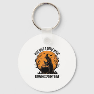 Halloween Wife Shirt Vintage Witch Cauldron Humour Keychain