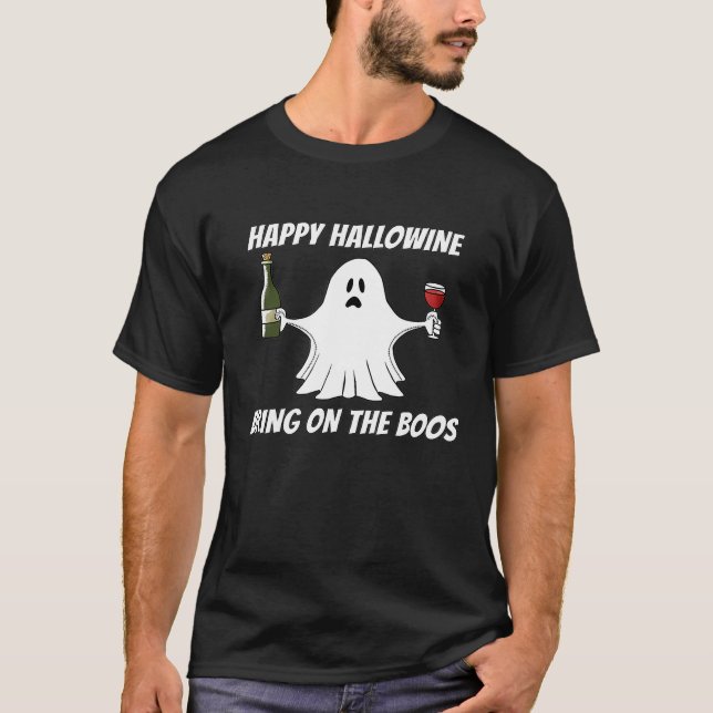 Halloween Wine Drinking BOOS T-Shirt (Front)
