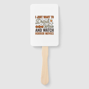 Halloween Wine Horror Movies Vintage Shirt Design_ Hand Fan