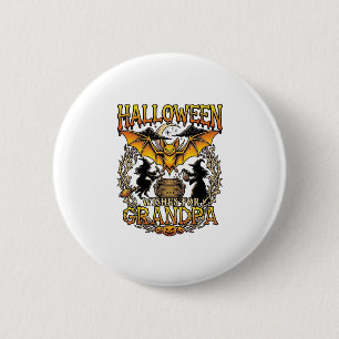 Halloween Wishes Grandpa Bat Witches Cauldron_1 2 Inch Round Button