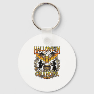 Halloween Wishes Grandpa Bat Witches Cauldron_1 Keychain