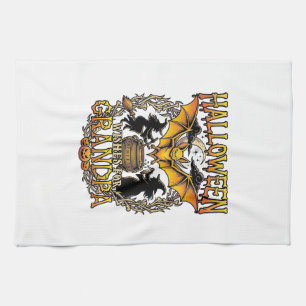 Halloween Wishes Grandpa Bat Witches Cauldron_1 Kitchen Towel
