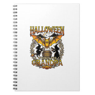 Halloween Wishes Grandpa Bat Witches Cauldron_1 Notebook