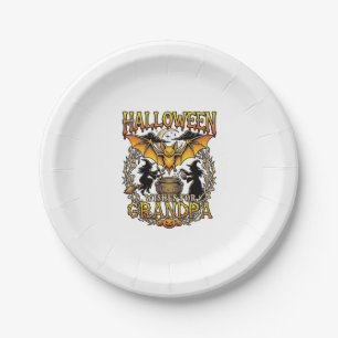 Halloween Wishes Grandpa Bat Witches Cauldron_1 Paper Plate