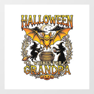 Halloween Wishes Grandpa Bat Witches Cauldron_1 Window Cling