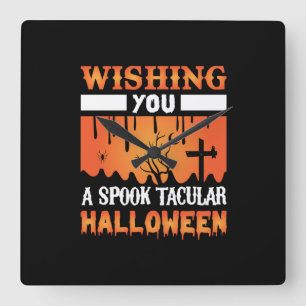Halloween Wishing You A Spooky Halloween Square Wall Clock