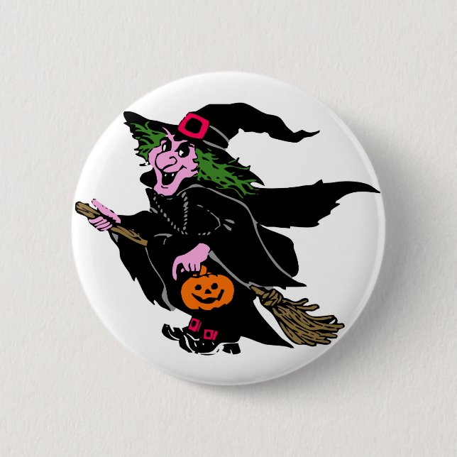 Halloween Witch 2 Inch Round Button (Front)