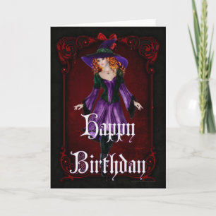 Halloween Witch 6 octobre Bonne carte d'anniversai