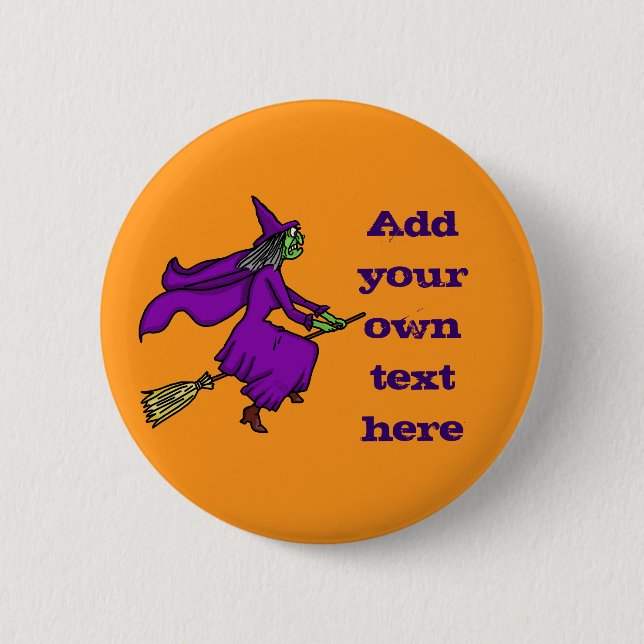 Halloween Witch Add Your Own Text 2 Inch Round Button (Front)