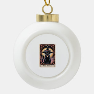 Halloween Witch Aesthetic Cat Lovers Gothic Tarot Ceramic Ball Christmas Ornament