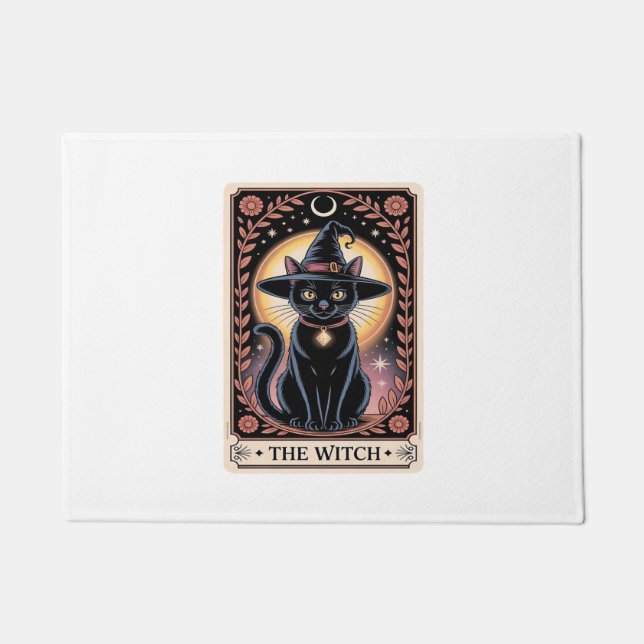 Halloween Witch Aesthetic Cat Lovers Gothic Tarot  Doormat (Front)
