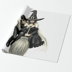 Halloween Witch and Boy: Dark Magic Duo Wrapping Paper