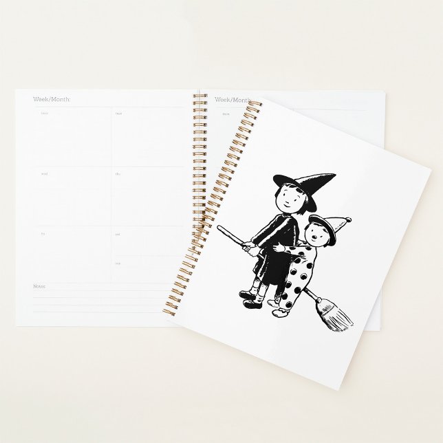 Halloween Witch and Clown Riding Broomstick Planner (Creator Uploaded)