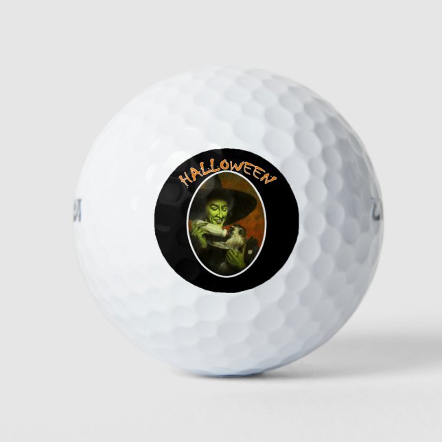Halloween Witch And Flying Monkey Golf Balls (Front)