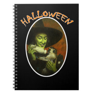 Halloween Witch And Flying Monkey Notebook