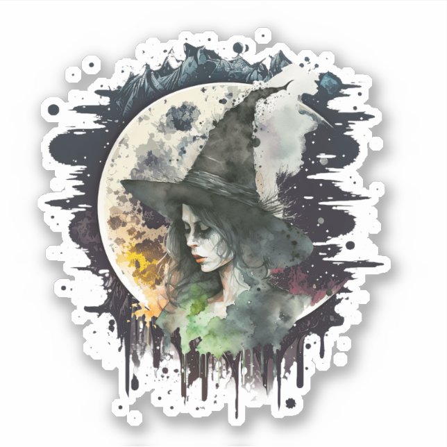 Halloween Witch and Full Moon (Front)