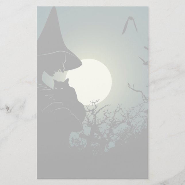 Halloween: witch and hounted house stationery (Front)