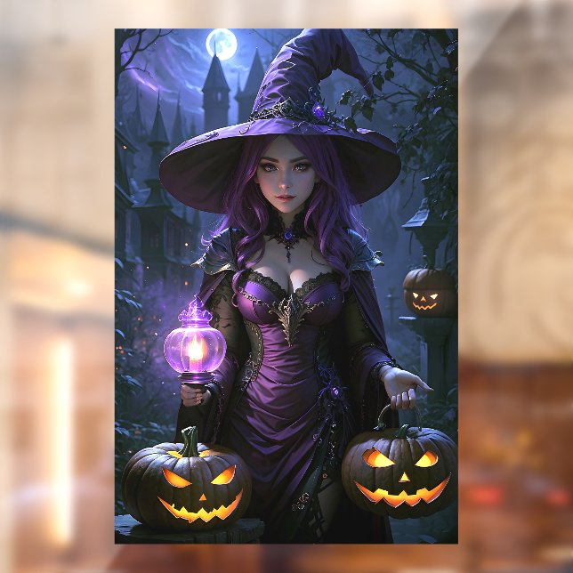 Halloween Witch and Jack-O-Lanterns Window Cling (Sheet 2)