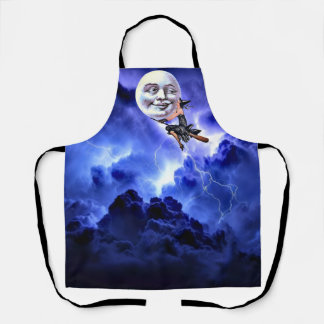 Halloween witch and moon All-Over Print Apron