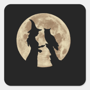 Halloween Witch and Owl Sticker