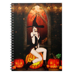 Halloween Witch and pumpkins Notebook