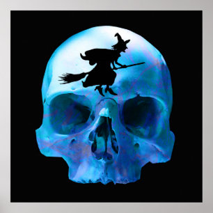 Halloween Witch and Skull Poster