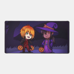 Halloween Witch and Vampire Chibi Desk Mat
