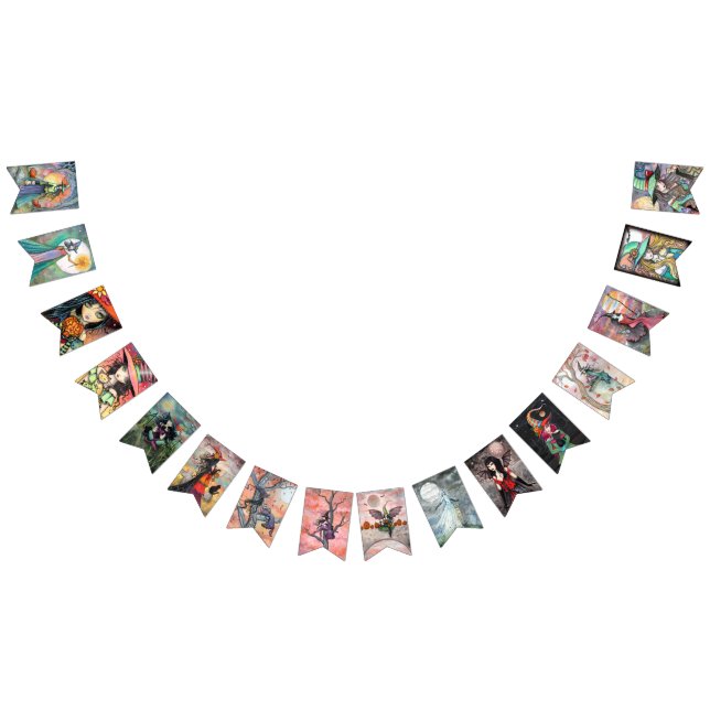 Halloween Witch Art by Molly Harrison Bunting Flags (All)