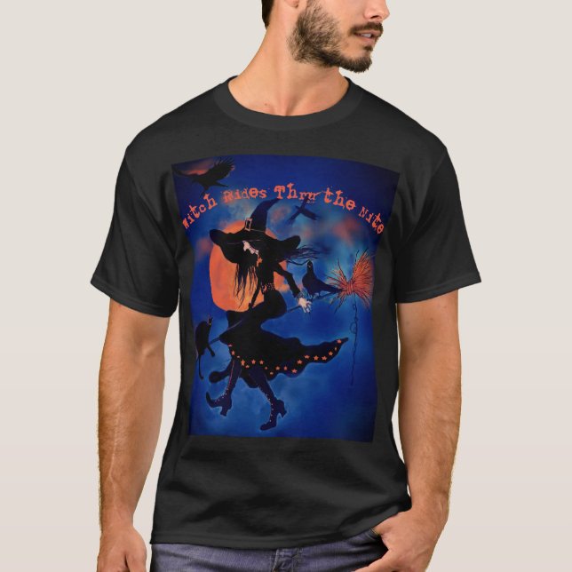 Halloween Witch Art Text T-Shirt (Front)