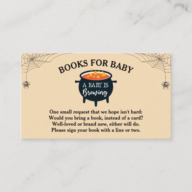 Halloween Witch Baby Shower Books for Baby Enclosure Card (Front)