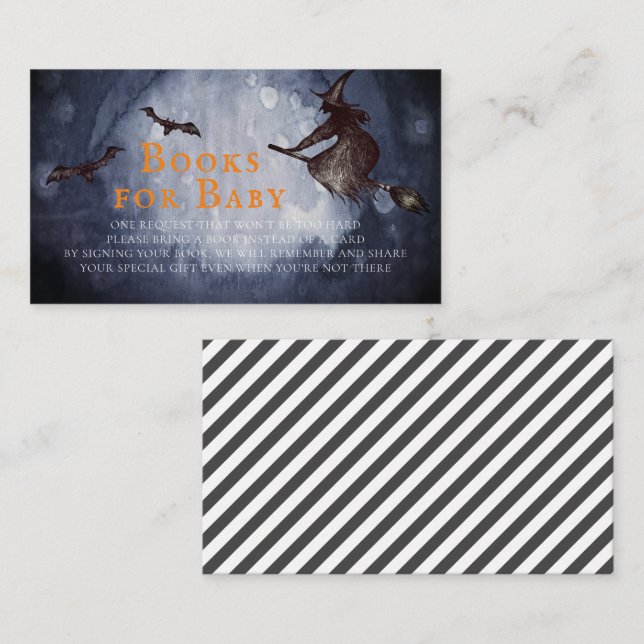 Halloween Witch Baby Shower Books for Baby Enclosure Card (Front/Back)