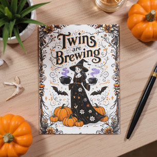 Halloween Witch Baby Shower  - Twins Are Brewing I Invitation
