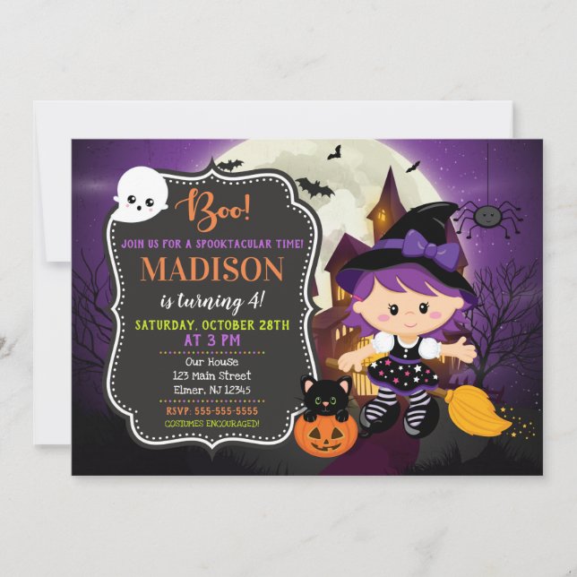 Halloween Witch Birthday Invitation (Front)