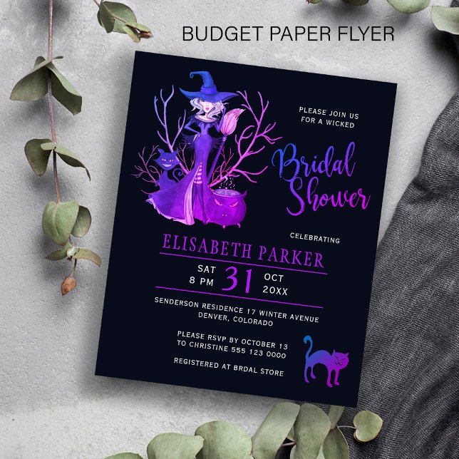 Halloween witch black bridal shower Invitation Flyer (Creator Uploaded)