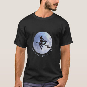 Halloween Witch Black Cat Moon Girl Spooky Fun T-Shirt