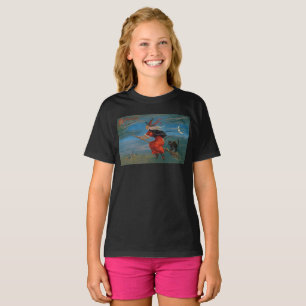 Hallowe'en Witch & Black Cat on Halloween Night  T-Shirt