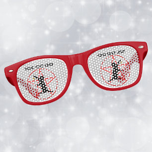 Halloween Witch Black Cat Pentagram in Circle Retro Sunglasses