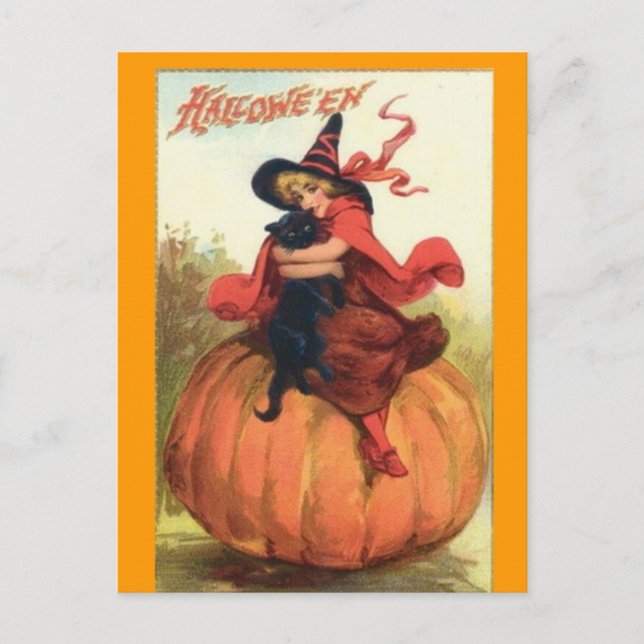 halloween,witch,black,cat,postcard holiday postcard (Front)