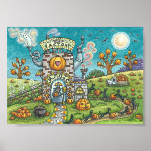 Halloween WITCH & BLACK CATS PIE FACTORY POSTER Sm