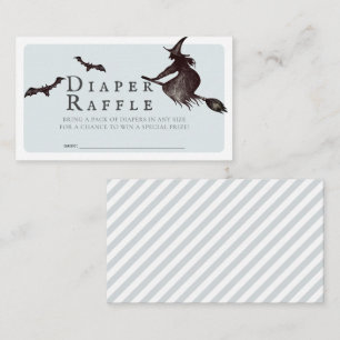 Halloween Witch Blue Baby Diaper Raffle Ticket Enclosure Card