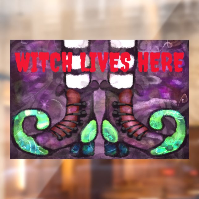 Halloween Witch Boots Whimsical Purple Green Window Cling (Sheet 2)