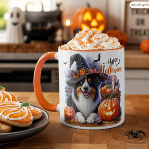 Halloween Witch Border Collie Dog Mug