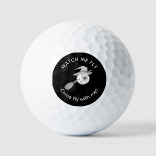 Halloween witch broom and scary eyeball golf balls