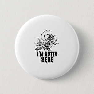 Halloween Witch Broom Funny Vintage Engraving Desi 2 Inch Round Button