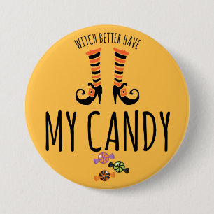 Halloween Witch Candy 3 Inch Round Button