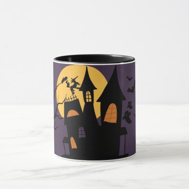 Halloween Witch Castle Mug - Magical Night Scene (Centre)