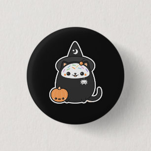 Halloween Witch Cat 1 Inch Round Button