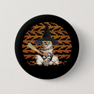 Halloween Witch Cat 2 Inch Round Button